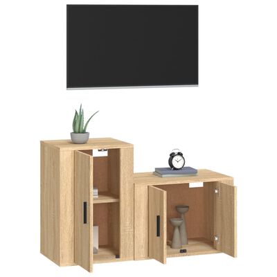 vidaXL 2pcs conjunto móveis de TV derivados de madeira carvalho sonoma