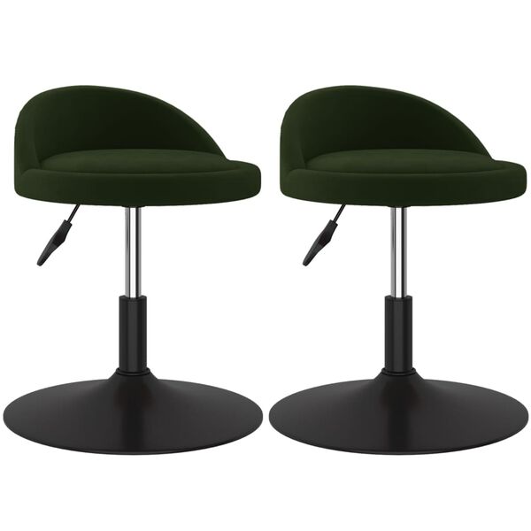 vidaXL Cadeiras de jantar giratorias 2 pcs veludo verde-escuro