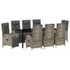 vidaXL Conjunto de Jantar para Jardim 9 unid. Cinzeto vime PE
