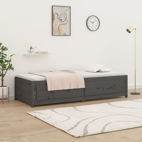 vidaXL Sof&aacute;-cama 90 x 200 cm madeira de pinho maci&ccedil;a cinzento