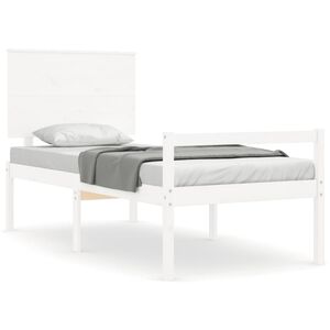 vidaXL Cama para idosos com cabeceira 90x200 cm madeira maci&ccedil;a branco