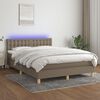 vidaXL Cama box spring colch&atilde;o/LED 140x190cm tecido cinza-acastanhado