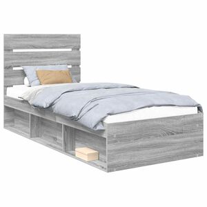 vidaXL Estrutura da Cama com cabeceira Cinza Sonoma 100 x 200 cm