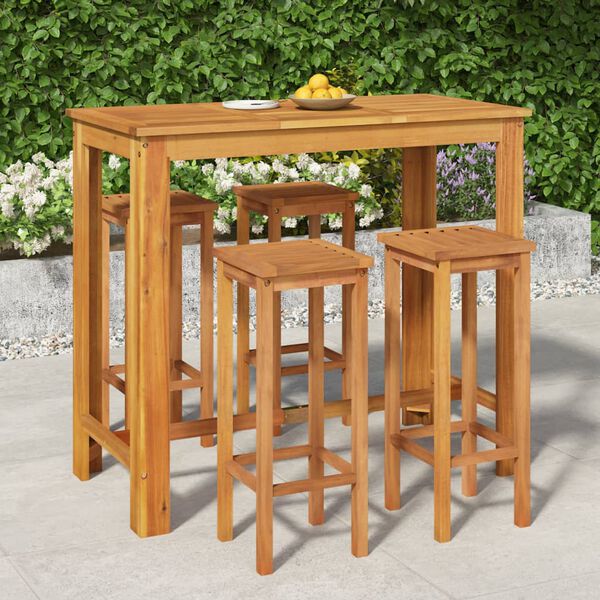vidaXL 5 pcs conjunto de bar para jardim madeira de ac&aacute;cia maci&ccedil;a