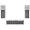 vidaXL 5 pcs m&oacute;veis parede p/ TV c/ LEDs deriv. madeira cinza cimento