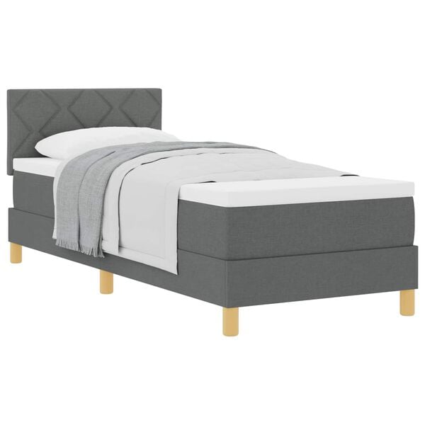 vidaXL Cama Box com colch&atilde;o Cinza Escuro 80 x 200 cm tecido
