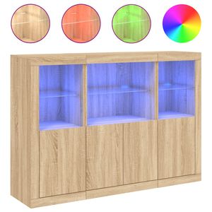 vidaXL Aparadores c/ LEDs 3 pcs derivados de madeira carvalho sonoma