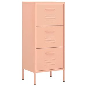 vidaXL Arm&aacute;rio de arruma&ccedil;&atilde;o a&ccedil;o 42,5x35x101,5 cm rosa