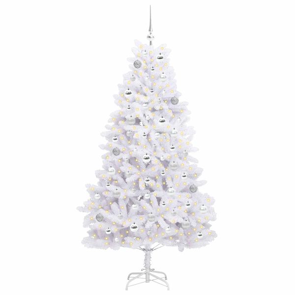 vidaXL &Aacute;rvore de Natal Articulada Artificial Branco 180 cm PVC e A&ccedil;o