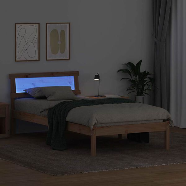 vidaXL Estrutura da Cama com cabeceira Castanho 75 x 190 cm
