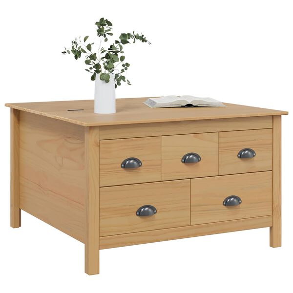 vidaXL Mesa de centro com gaveta Marrom mel 79.5 x 79.5 x 49 cm