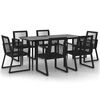 vidaXL 7 pcs conjunto de jantar para jardim vime de PVC preto