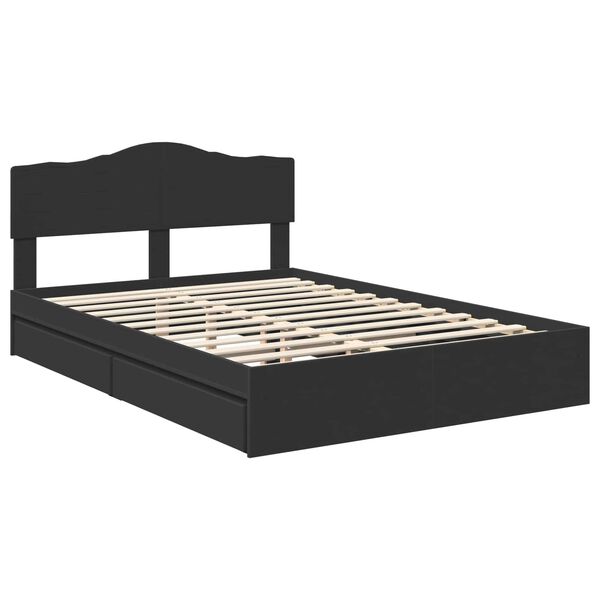 vidaXL Cama com Armazenamento Preto 140 x 190 cm Madeira processada