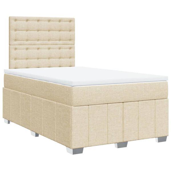vidaXL Cama boxspring com colch&atilde;o 120x190 cm tecido cor creme