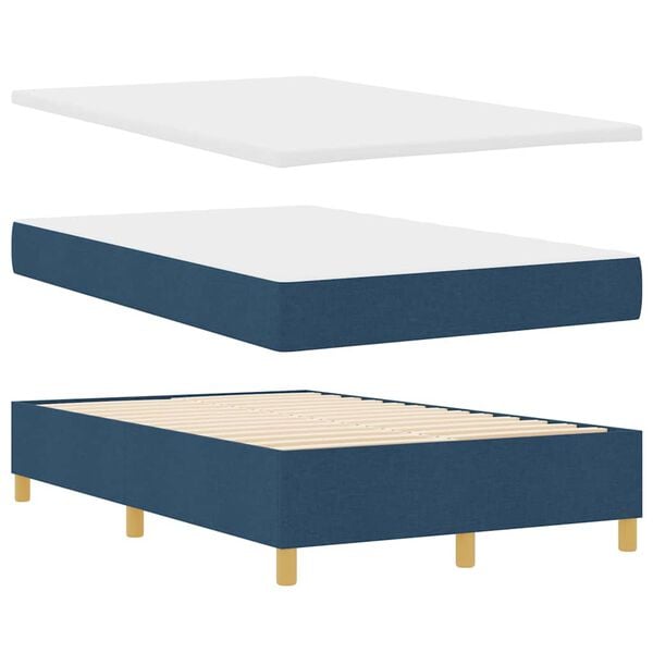vidaXL Cama Box com colch&atilde;o com cabeceira Azul 120 x 200 cm tecido
