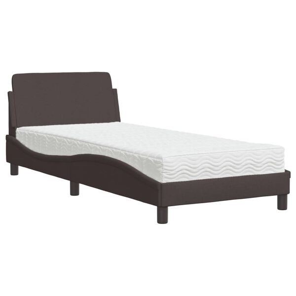 vidaXL Cama com colch&atilde;o Dover 90x200 cm tecido castanho-escuro