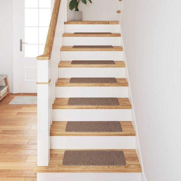 vidaXL Tapetes Antiderrapantes para Escadas 15 pcs Castanho 60 x 25 cm