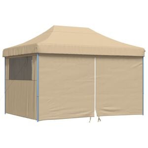 vidaXL Tenda para festas pop-up dobr&aacute;vel com 4 paredes laterais bege