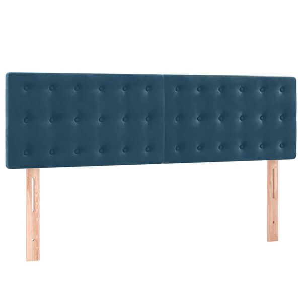 vidaXL Cabeceira de cama 2 pcs veludo 72x5x78/88 cm azul-escuro