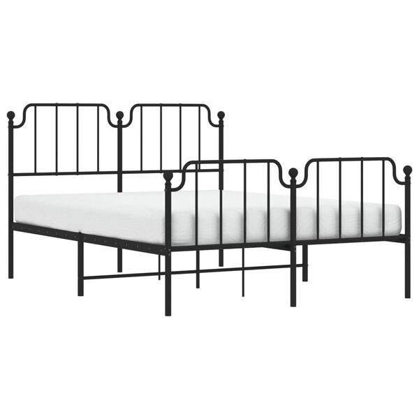 vidaXL Estrutura de cama com cabeceira e p&eacute;s 140x200 cm metal preto