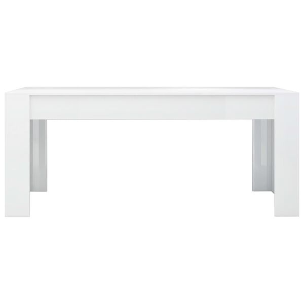 vidaXL Mesa de jantar 180x90x76 cm contraplacado branco brilhante