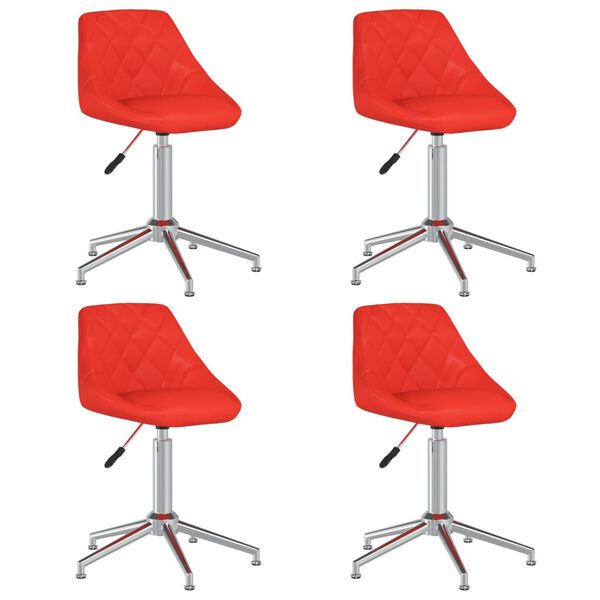 vidaXL Cadeiras jantar girat&oacute;rias 4pcs couro art. vermelho