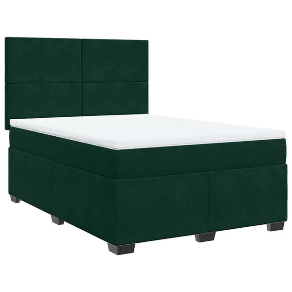 vidaXL Cama com molas/colch&atilde;o 140x200 cm veludo verde-escuro