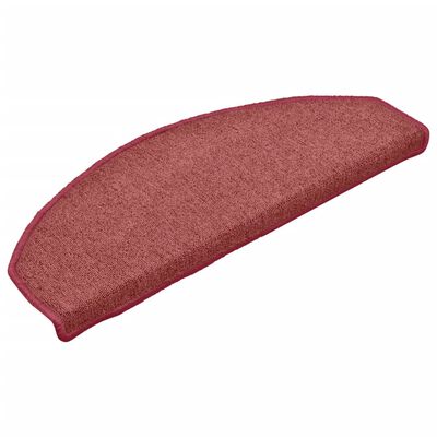 vidaXL Tapete/carpete para degraus 15 pcs 65x24x4 cm vermelho