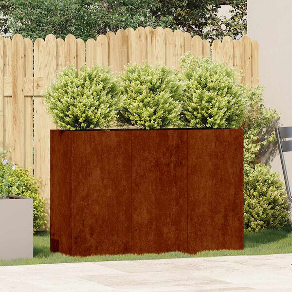 vidaXL Floreira enferrujada 120x40x80 cm a&ccedil;o resistente