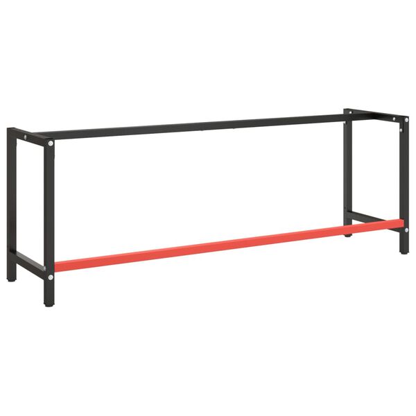 vidaXL Estrutura p/ bancada 220x57x79 cm metal preto e vermelho mate