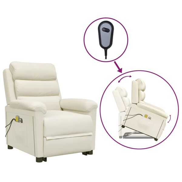 vidaXL Poltrona de massagens veludo cor creme