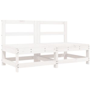 vidaXL Sof&aacute;s de centro para jardim 2 pcs madeira pinho maci&ccedil;a branco