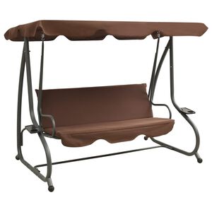 vidaXL Baloi&ccedil;o de jardim com toldo cor caf&eacute;