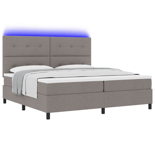 vidaXL Cama Box com colch&atilde;o Cinzento-acastanhado 200 x 200 cm tecido
