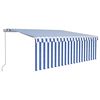 vidaXL Toldo retr&aacute;til manual com estore 4,5x3 m azul e branco