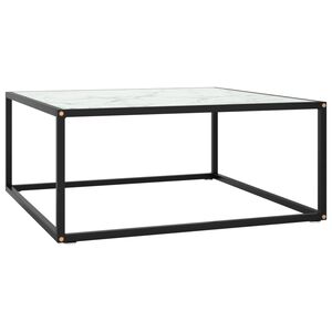 vidaXL Mesa de centro 80x80x35 cm vidro m&aacute;rmore branco
