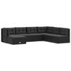 vidaXL 7 pcs conjunto lounge de jardim c/ almofad&otilde;es vime PE preto