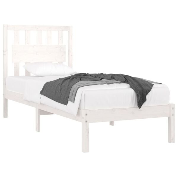 vidaXL Estrutura de cama 90x200 cm pinho maciço branco