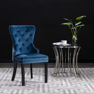 vidaXL Cadeiras de jantar 2 pcs veludo azul