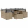 vidaXL 7 pcs conjunto de sof&aacute;s p/ jardim com almofad&otilde;es vime PE bege