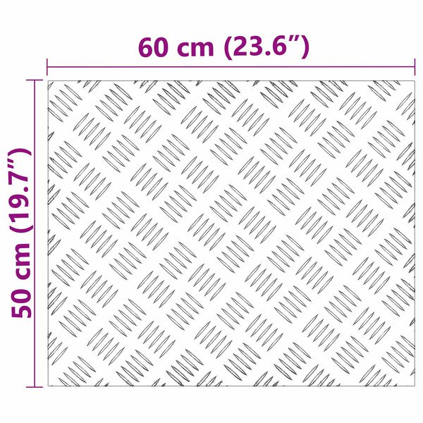 vidaXL Degrau Retangular 4 pcs Prateado 60 x 50 cm Alum&iacute;nio