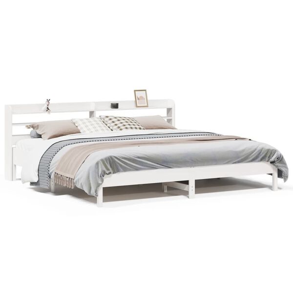 vidaXL Cama sem colch&atilde;o 180x200 cm madeira de pinho maci&ccedil;a branco