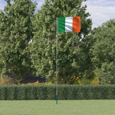 vidaXL Bandeira da Irlanda e mastro 5,55 m alumínio
