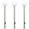 vidaXL Conjunto de 3 postes de ilumina&ccedil;&atilde;o com sensor e tomada, 120 cm, a&ccedil;o inoxid&aacute;vel, IP44