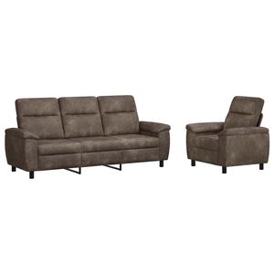 vidaXL Conjunto de Sof&aacute;s 2 pcs Cinzento-Escuro Couro Suede Sint&eacute;tico