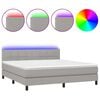 vidaXL Cama box spring c/ colch&atilde;o e LED 160x200 cm tecido cinza-claro