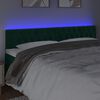 vidaXL Cabeceira de cama c/luzes LED veludo 200x7x78/88cm verde-escuro