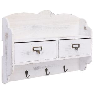 vidaXL Cabide de parede 50x10x34 cm madeira branco