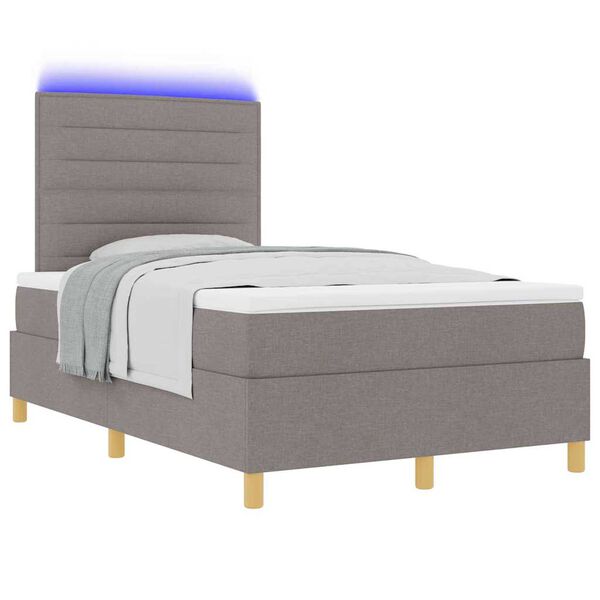 vidaXL Cama Box Spring LED Cinzento-acastanhado 120 x 200 cm tecido