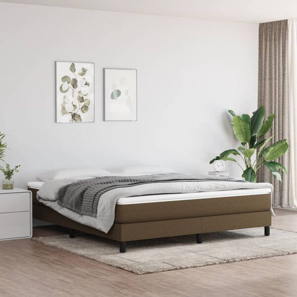 vidaXL Estrutura de cama com molas 160x200 cm tecido castanho-escuro